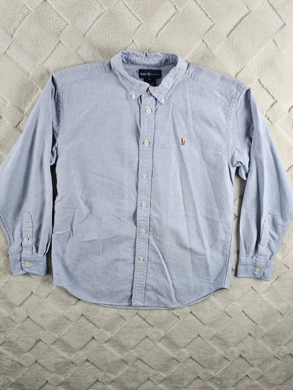 Ralph Lauren Button-Down Oxford Shirt Youth 14 Boy's Solid Blue